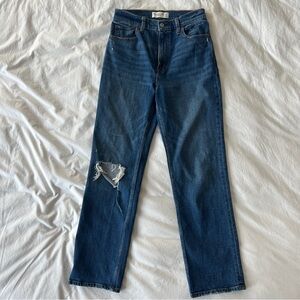 Abercrombie & Fitch Jeans The Ankle Straight Ultra High Rise Blue Ripped 27/4L